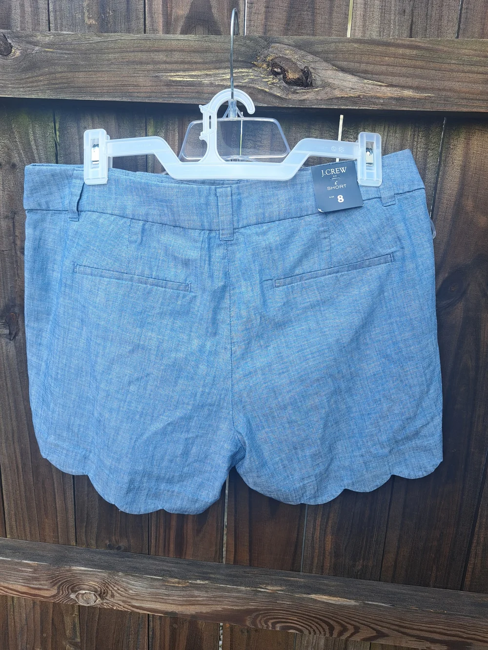 J. Crew Chambray Scalloped Hem High-Waist Shorts - Light Blue